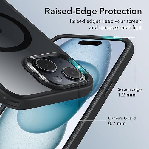 Vista 266 de ESR Funda para iPhone 15 Pro Max, compatible con MagSafe, de grado militar, negro transparente
