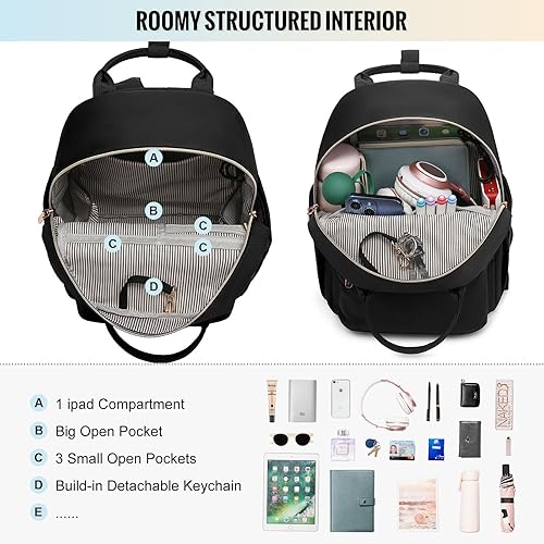 Miniatura 3 de LOVEVOOK Mini mochila para mujer, bonita mochila pequeña, mochila ligera a la moda para el trabajo, viajes, mochila diaria