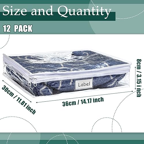 Miniatura 9 de Hoolerry 12 bolsas de almacenamiento transparentes con cierre de PVC, organizador de hojas de suéter de plástico, bolsas de suéter con cremallera y