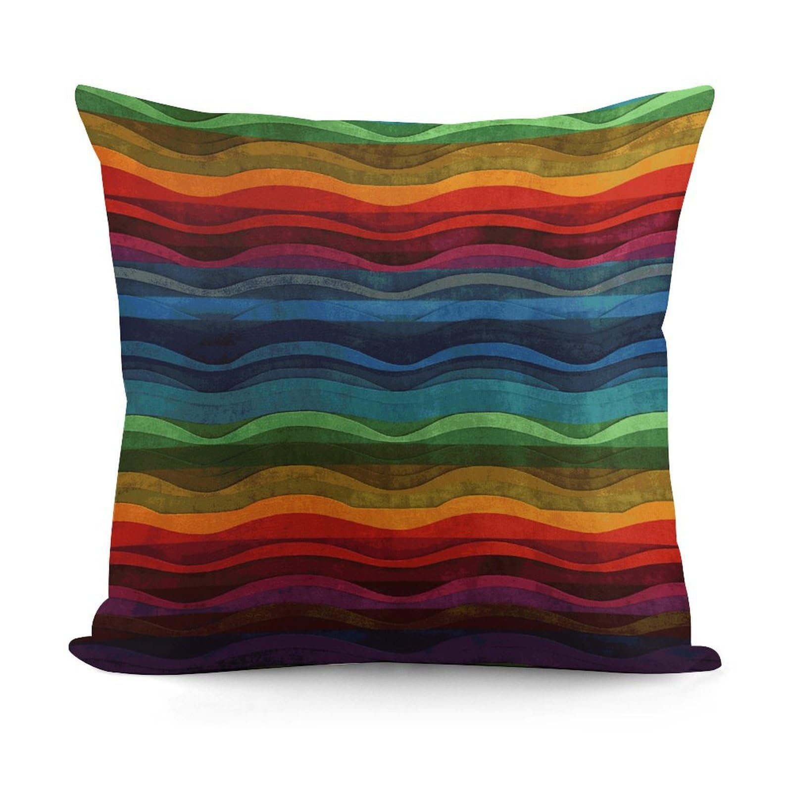 FekiLoot Rainbow Throw Pillow Cover Cozy Plush Cushion Case Soft Decorative Pillow Cover Square Cushion Covers Modern Pillowcase for Sofa Living Room Couch Bed Home Decor 18x18 Inch