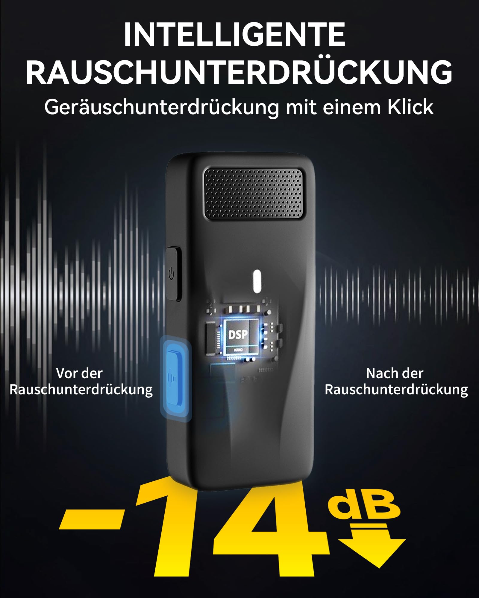 PILSAMS Microfono Lavalier Wireless, Mini Microfono per iPhone con Custodia di Ricarica -Set di 2, 48khz 32bit, 100ft- Microfono Wireless, Microfono Portatile per Vlogging Video Podcast Registrazione