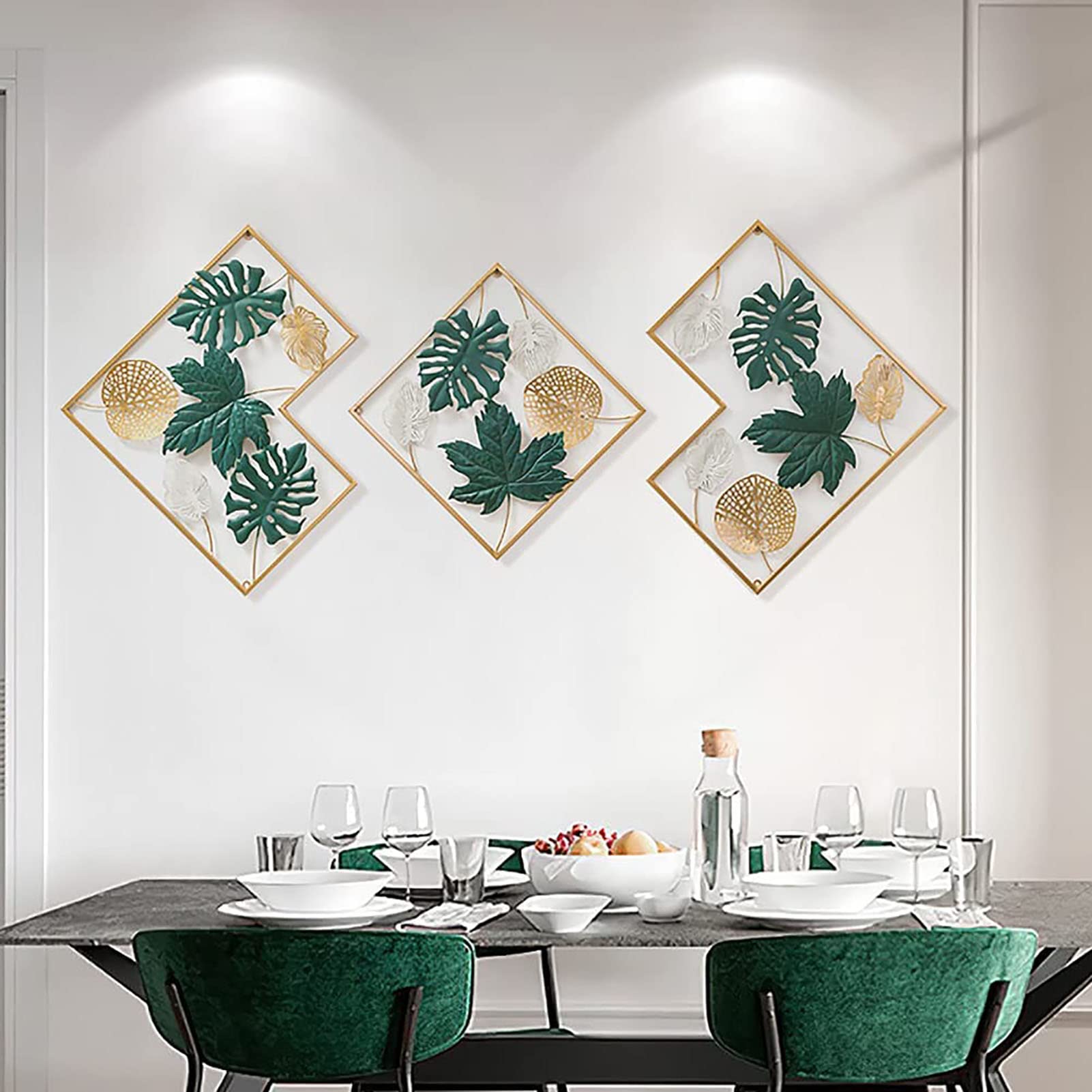 TROONZ 3pcs Decorazione da Parete in Metallo Set, Lussuoso Composizione Quadro in Metallo, Fatta a Mano Scultura da Parete per Soggiorno/opere d'Arte, 170 * 71cm