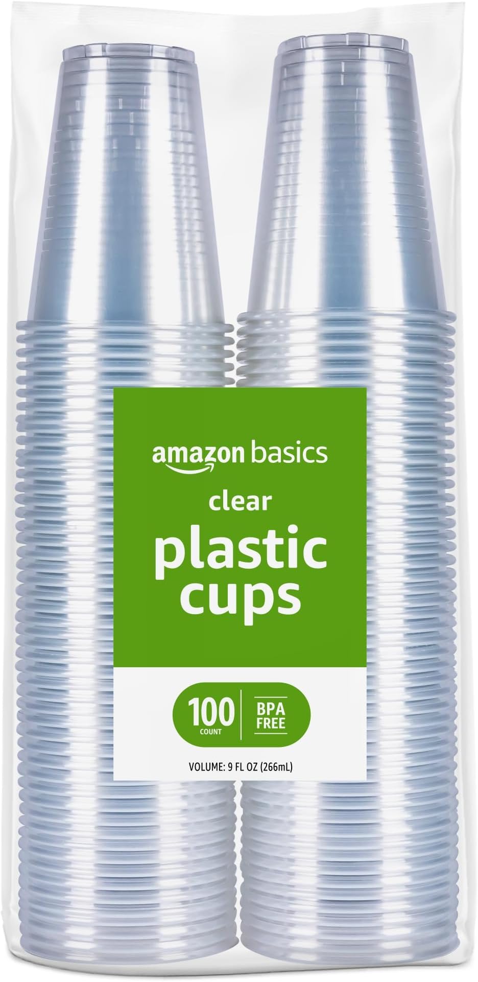 Amazon Basics Small Disposable Clear Plastic Cups, 9oz (150ml) 600 Count | Everyday Value Pack - main product image