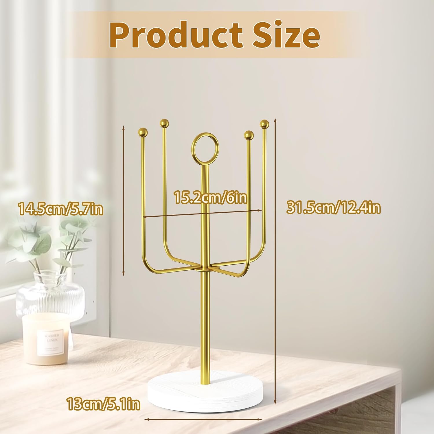 Scrunchie Holder for Desktop, Claw Clip Organizer, Hair Tie Organizer, Gold