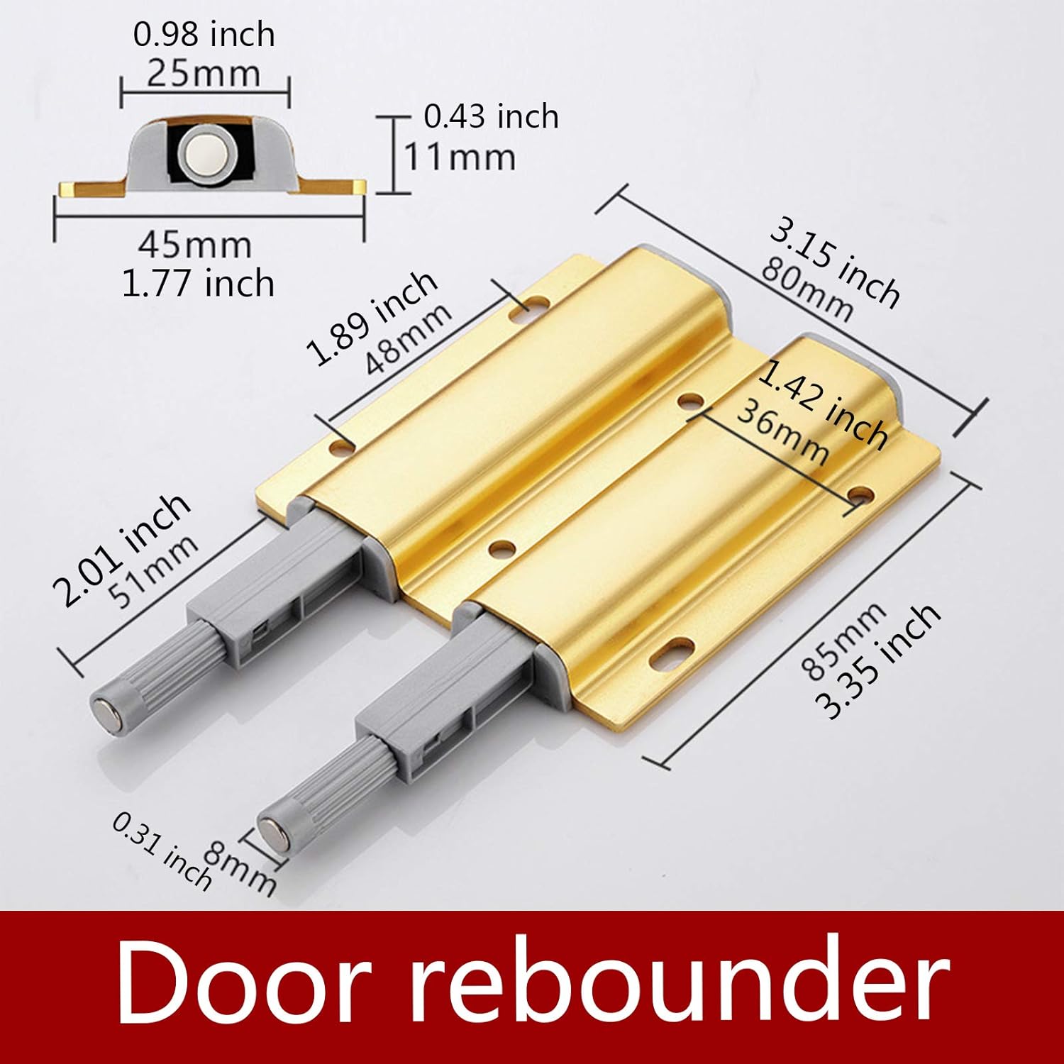 Magnetic HeavyDuty Cabinet Push to Open Latch 4 Pack Gold Double Push to Open Door Double Touch Latches for Kitchen Latches Hidden Cabinet Drawer Door Closures Release Hardware
