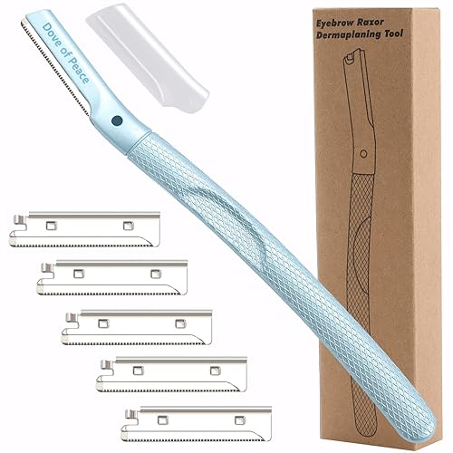 Dove of peace Dermaplaning Herramienta de belleza, cuchillo de metal para cejas, herramienta de limpieza de pelo facial, afeitadoras y cuchillas