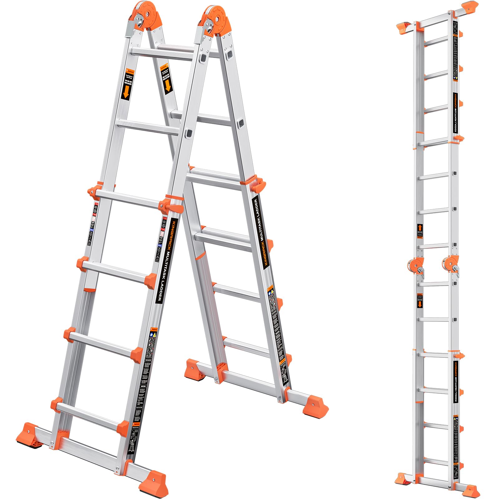 KINGRACK Ladder, A Frame 4 Step Extension Ladder, 11.4 Ft Anti