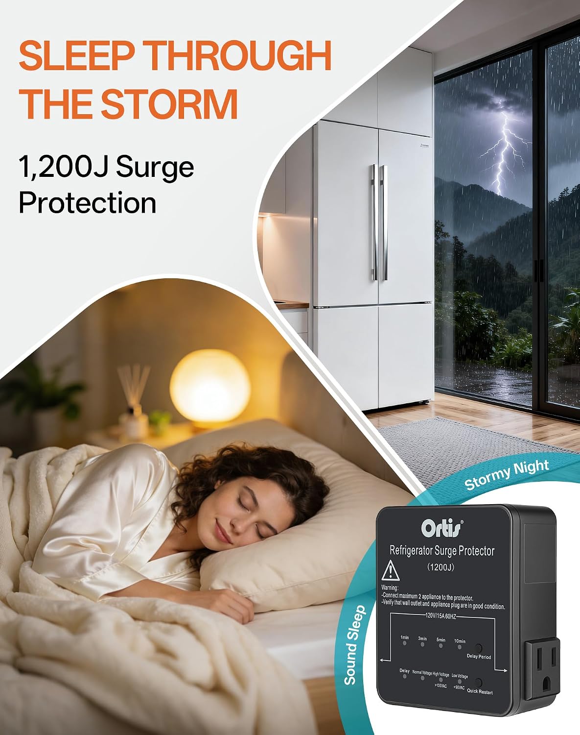 Ortis Refrigerator Surge Protector 2-Outlet 1200J