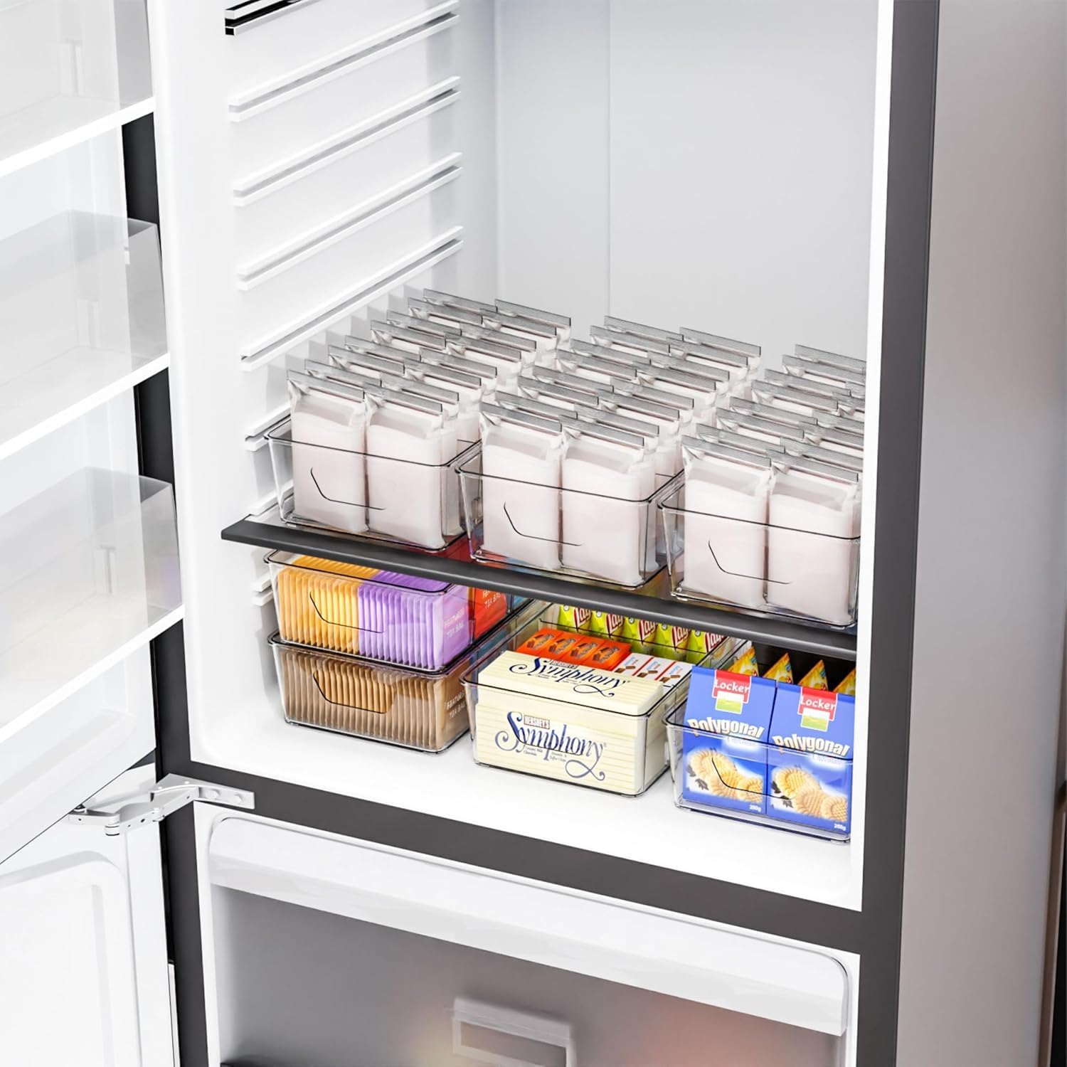 Stackable 8 Pack Snack Organizer for Pantry Shelf,Clear Pantry Organizers and Storage Bins for Fridge,Office,Cupboard,Plastic Pantry Snack Organizer For Breast Milk,Tea Bag,Food Storage Containers
