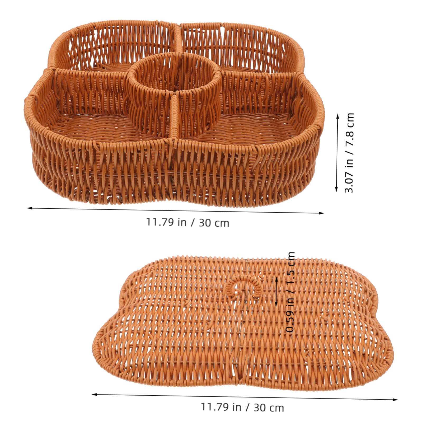 Cabilock Woven Snack Basket Mit Deckel Praktischer Aufbewahrungskorb Für Snacks Obst Und Mehr Für Picknicks Partys Und Täglichen Gebrauch Blumenmuster