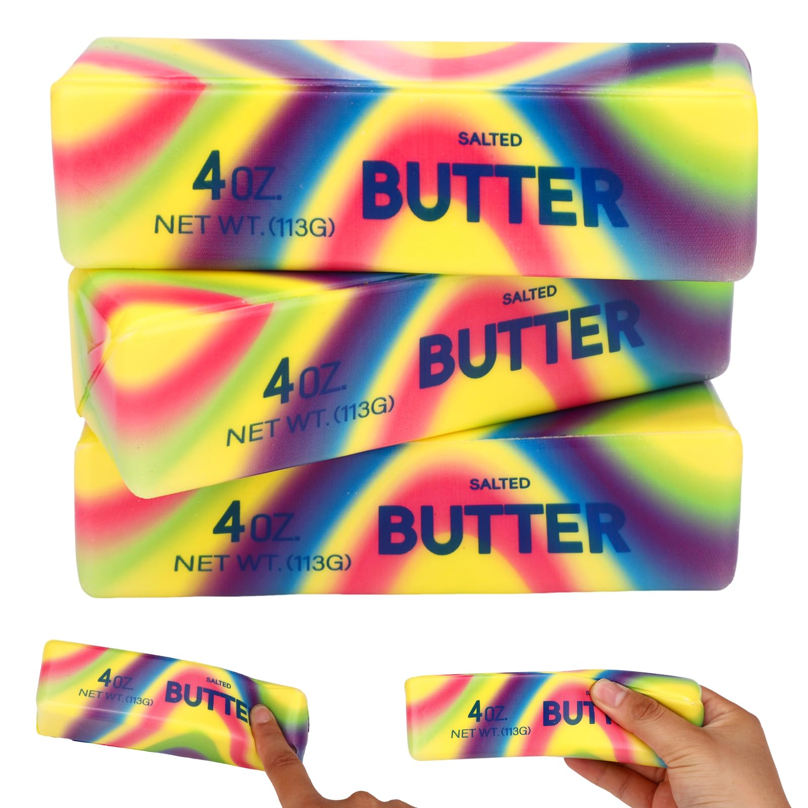 Fukaisu 3pcs Colorful Butter Stick Squishy Toys, Slow Rising Squeeze Toy — image 1