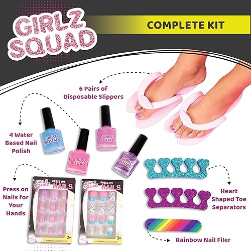 Miniatura 2 de Girlz Squad Juegos de spa para pies para niñas de 7 a 12 años con kit de uñas para niños juego de manicura y pedicura de bricolaje con kit de