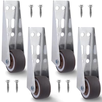 4 Pcs Low Profile Casters, Rubber Low Profile Caster Wheels, Non-Slip Side Mount Caster Wheels for Room Door, Cabinet,Storage Box, Underbed Drawer, Bookcase (Silver, 0.8")