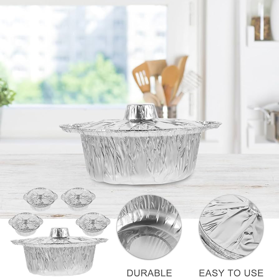 Amazon.co.jp: Toddmomy 使い捨て アルミ ホイル 鍋 蓋付き、 5セット