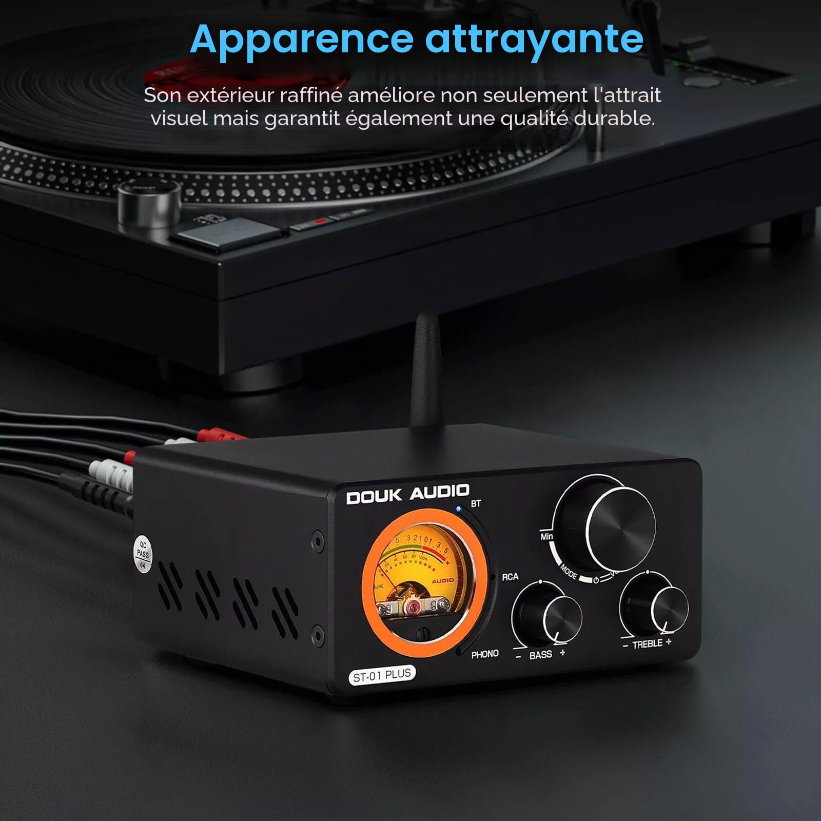 Hi-FI Bluetooth TPA3255 Amplificateur numérique VU Meter Tourne-Disque Amplificateur stéréo (ST-01 Plus)