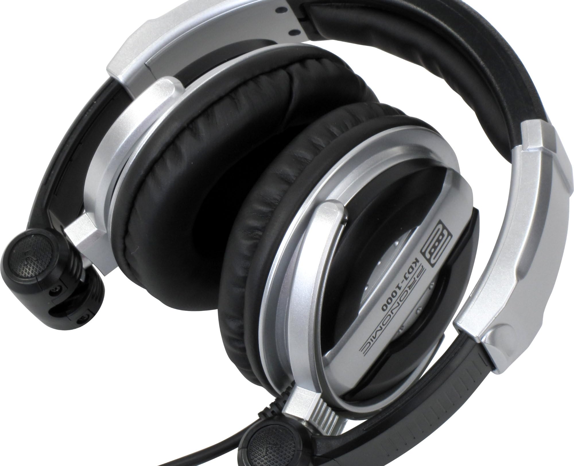 Pronomic KDJ-1000 DJ-Kopfhörer - Außenschallisolierung dynamischer Kopfhörer - kabelgebundener Studio-Kopfhörer (107 db SPL, 3,5 m Kabel, Verstellbarer Kopfbügel, inkl. Adapter) - Silber/schwarz
