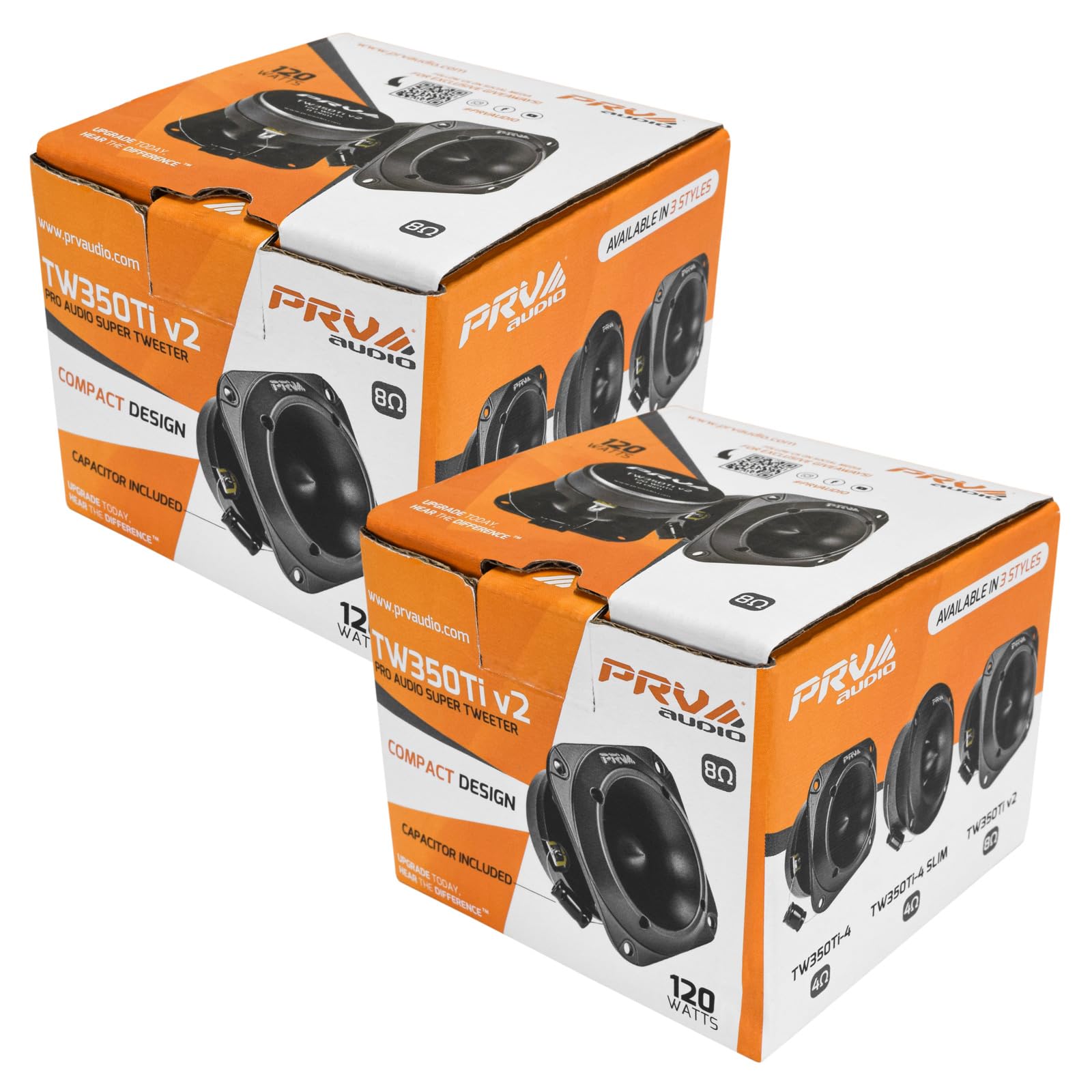 PRV AUDIO Tweeters de audio para coche TW350Ti v2 - Par de tweeters bala de titanio de 240 vatios - Diseño compacto de audio profesional de 3 pulgadas, 8 ohmios, alta salida - Altavoces de alta