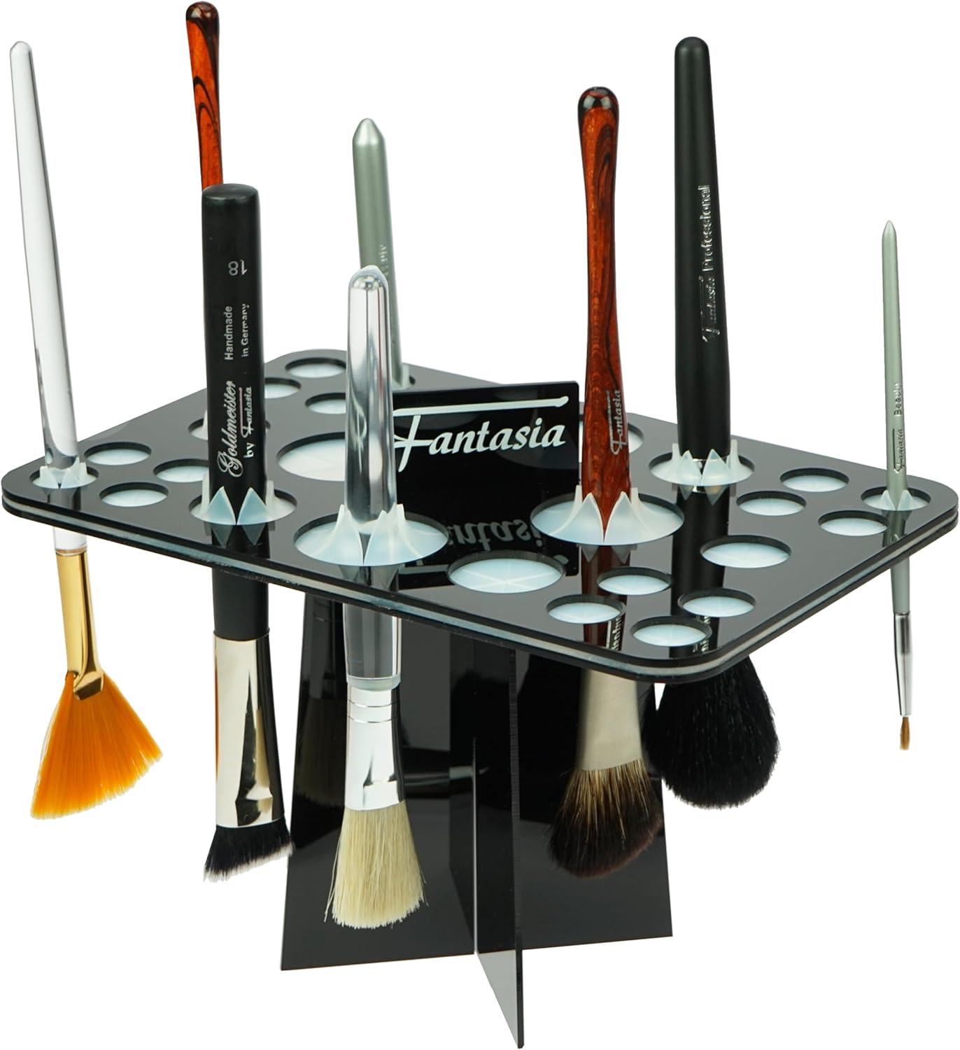 Fantasia Makeup Brush Holder Square Black Acrylic for Quick Storage or Drying Aid of Your Brushes