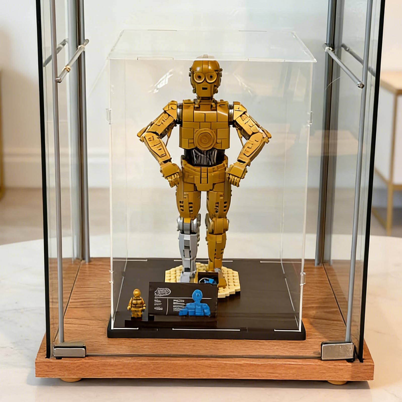 Vetrina Espositiva Teca Plexiglass Acrilico 3MM per Lego Trofeo Coppa Mondo FIFA 43020 Elmo Sauron 11373 75398 C3PO 21349 21376 Gatto 10358 77072 76463 76467, Trasparente Nero Interno 25x25x40cm