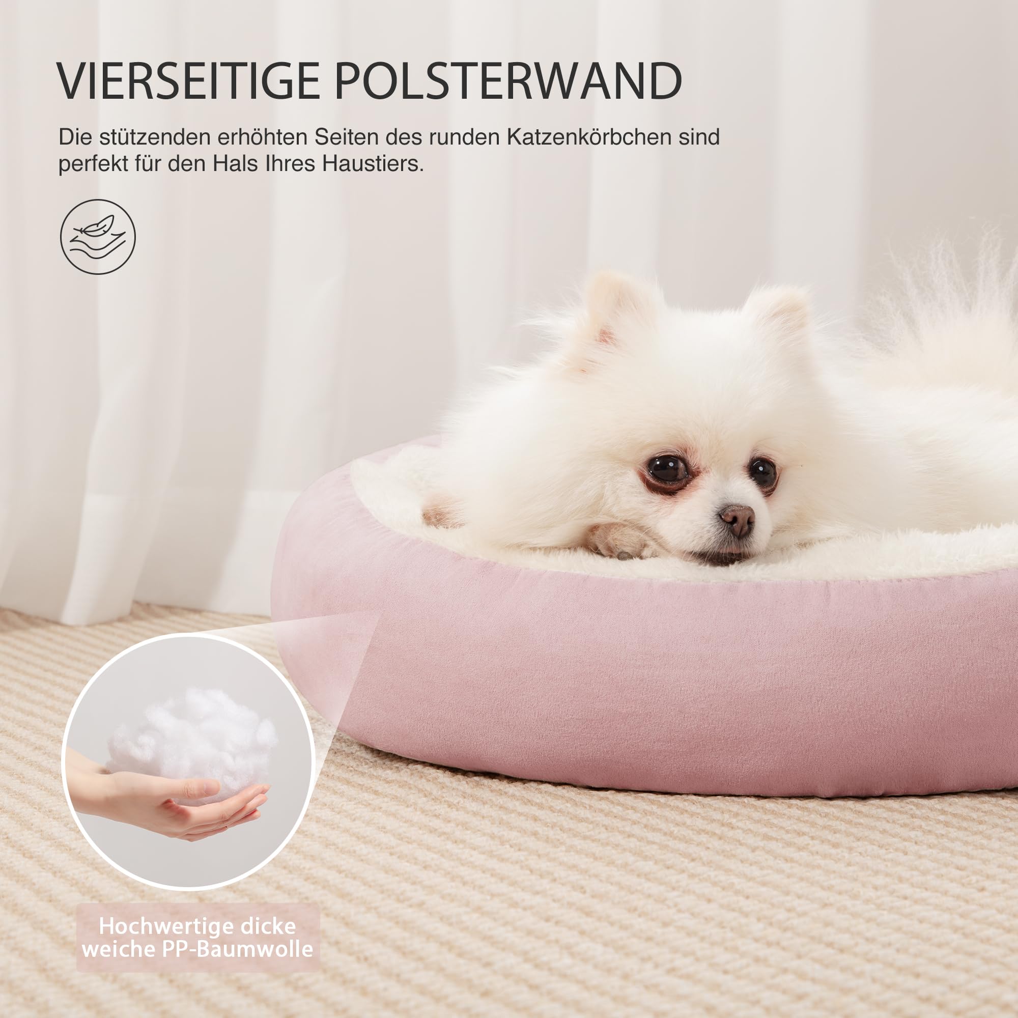 Love's Cabin Donut Hundebett – 63,5 Cm, Rund, Rutschfeste Unterseite, Waschbar