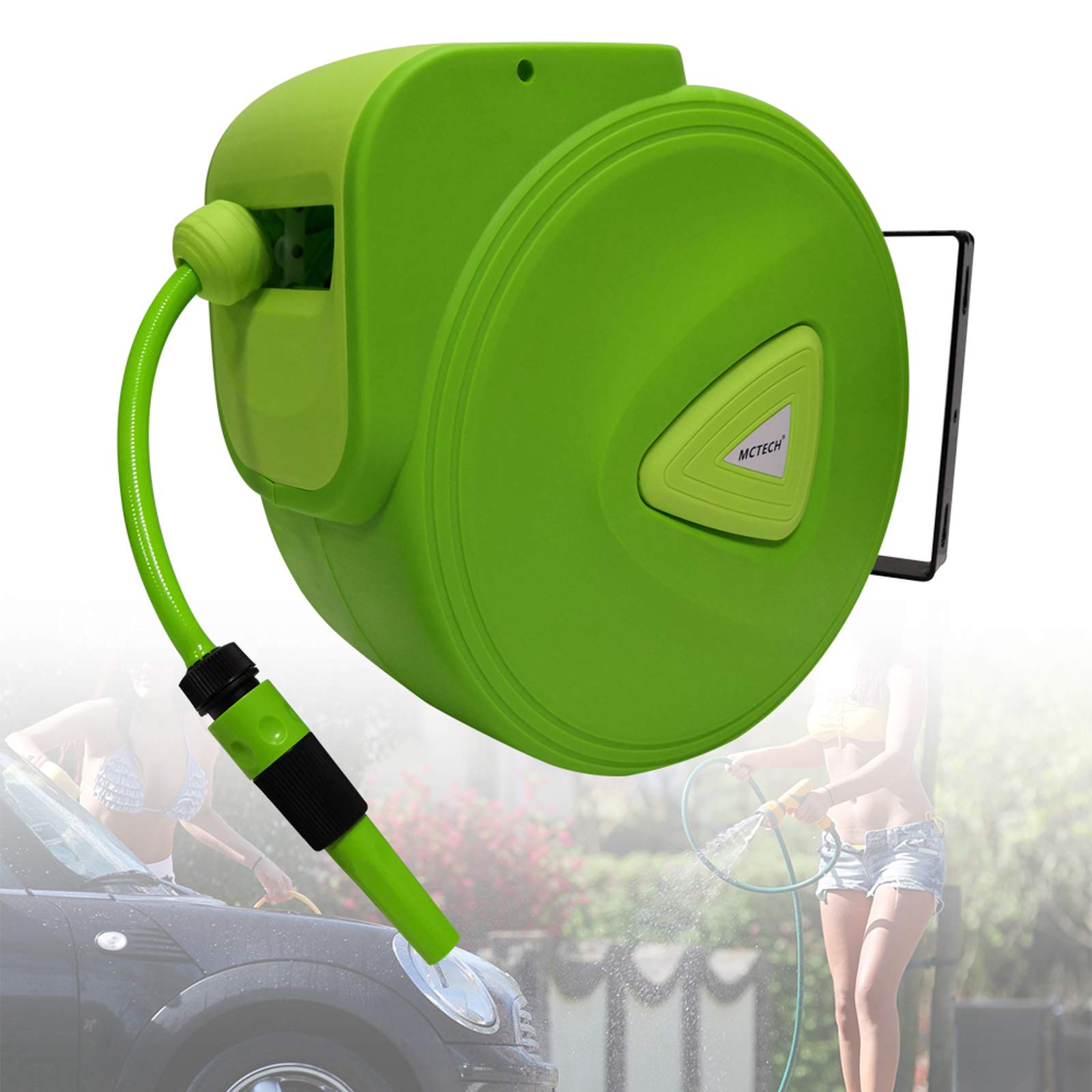 HENGMEI Avvolgitubo mobile con 20 m + 2 m di tubo – Avvolgitubo automatico girevole a 180° per irrigazione, lavaggio auto
