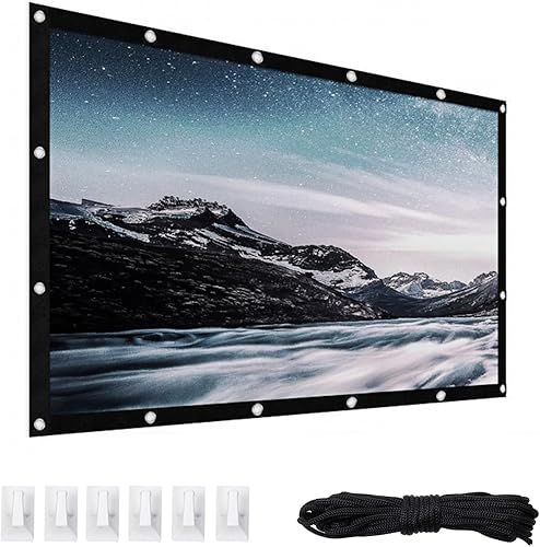 Pantalla de proyector de 72 a 200 pulgadas, pantalla de proyector de película portátil plegable, compatible con proyección de doble cara, pantalla