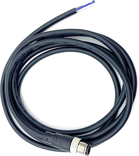 Miniatura 2 de Cable Conector Macho M12 de 5 Pines de 6.56 pies, Enchufe de Aviación Recto Código A, Cable Eléctrico PVC Industrial Moldeado Sin Blindaje 2M AWG22