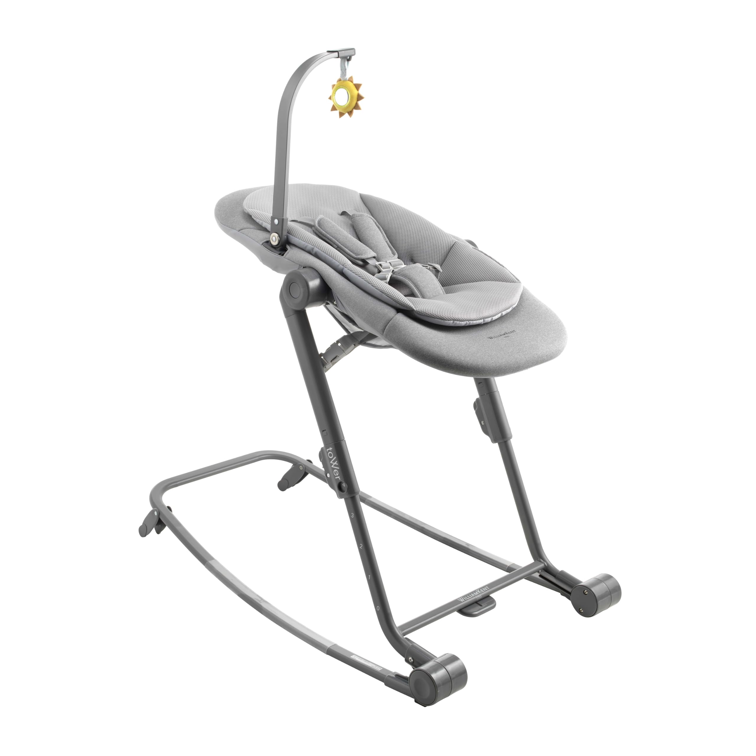 WILLIAM KENT 1733 Transat 2-en-1 Tower | de la naissance à 9kg | assise inclinée ou droite | réglable sur 5 hauteurs | harnais 5 points | assise déhoussable | arche de jeu articulé et amovible incluse