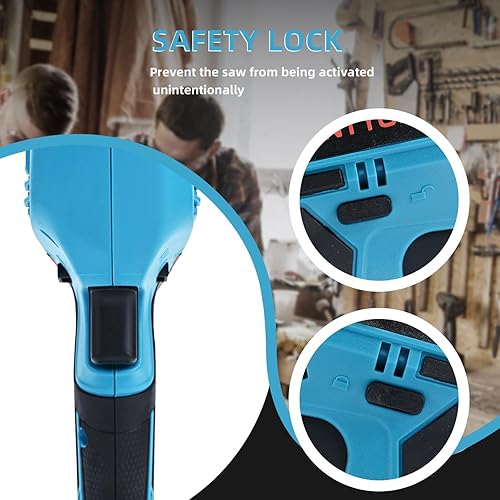 Miniatura 5 de Sierra alternativa inalámbrica de 21 V, sierra recíproca con batería de 2.0 Ah con cargador, yunque de anillo de cerdo y 4 cuchillas para cortar