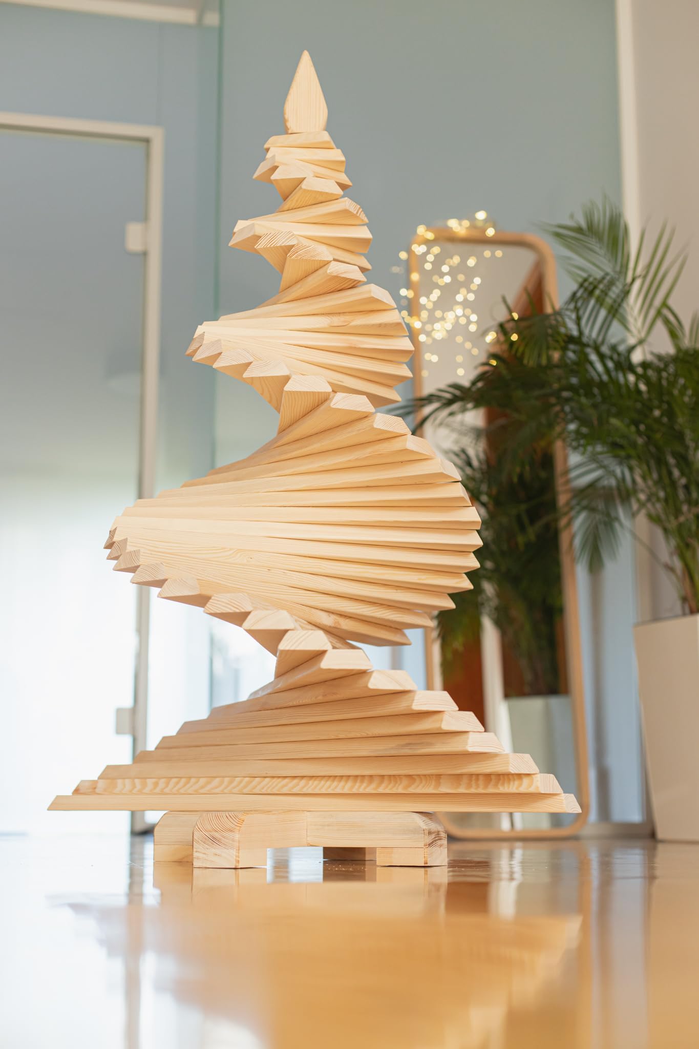 Weihnachtsbaum aus Holz, Minimaler Baum für Weihnachten, Öko-Weihnachtsbaum für kleine Räume, Weihnachtsdekoration für zu Hause 114 cm