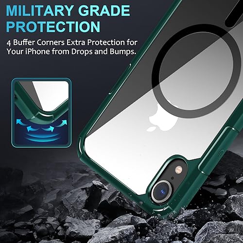 Miniatura 3 de Funda magnética diseñada para iPhone XR compatible con MagSafe con protector de pantalla antiarañazos (verde)
