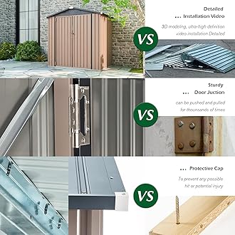 AECOJOY 8' x 10' Outdoor Storage Metal Shed, Steel Yard Garden Sheds & Outdoor Storage Clearance with Design of Lockable Doors, Utility and Tool Storage for Garden, Backyard, Patio, Outside use