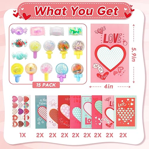 Miniatura 5 de Regalos para el día de San Valentín para el aula de los niños bolas de estrés blandas de Blizuup San Valentín a granel, regalos de clase para el día