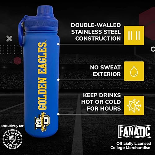 Vista 26 de Campus Colors Botella de agua de acero inoxidable de la NCAA, tapa giratoria, 24 onzas, clip de transporte, mantiene tus bebidas calientes o frías