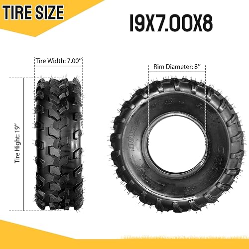 Miniatura 7 de Neumáticos ATVUTVcortacésped 19x7-8, 6PR, sin cámara, 19x7x8 neumáticos todo terreno (juego de 2, 1 par)