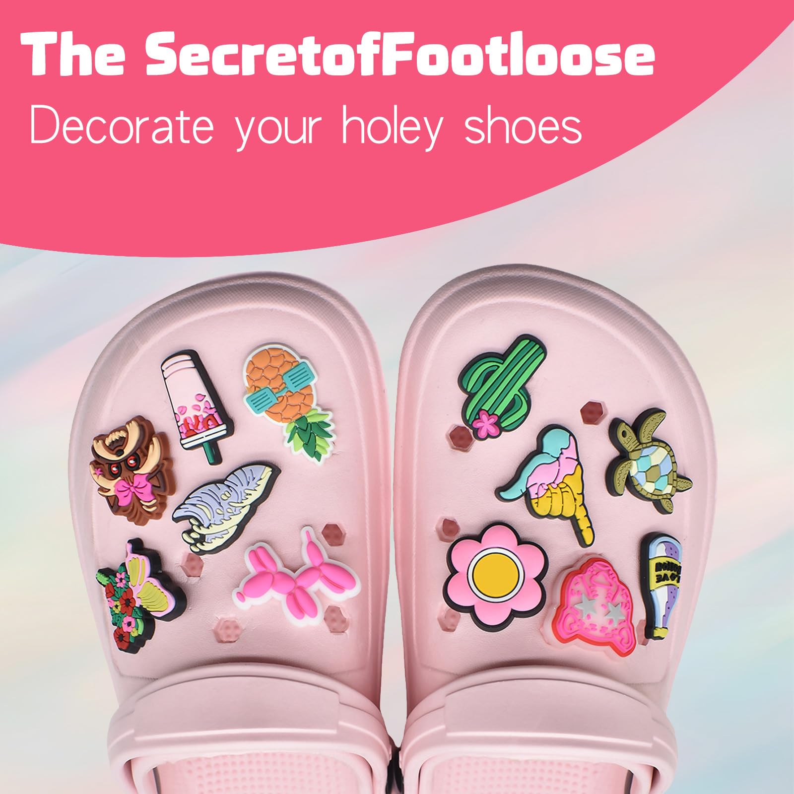 Adornos para Zapatos, 50 Pins para Crocs, Decoración de Zapatos para Niñas Mujeres Niños