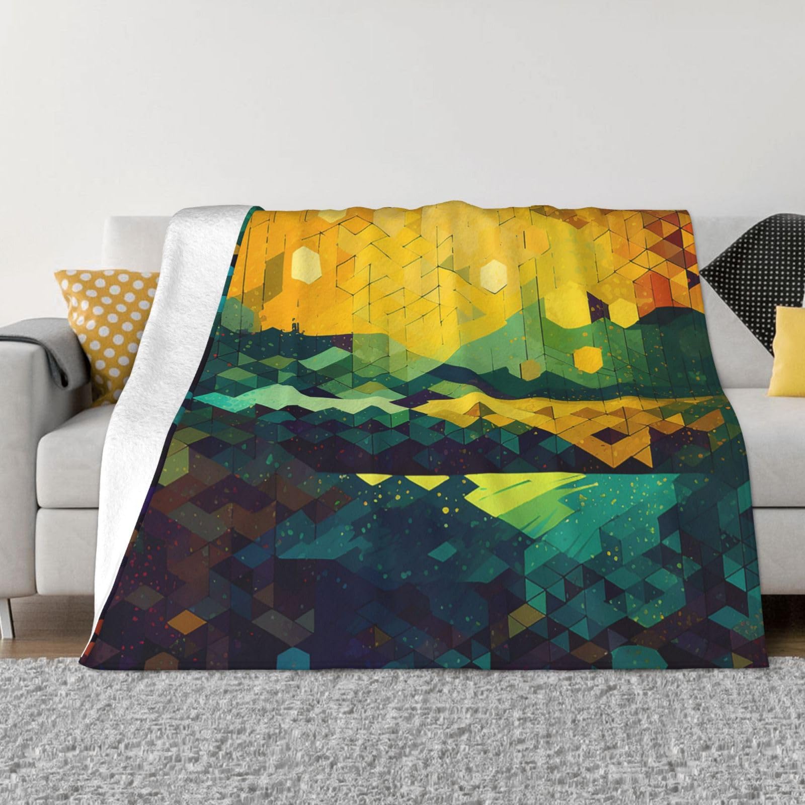 Couverture pour canapé en flanelle hexagonale imprimée 203x152 cm