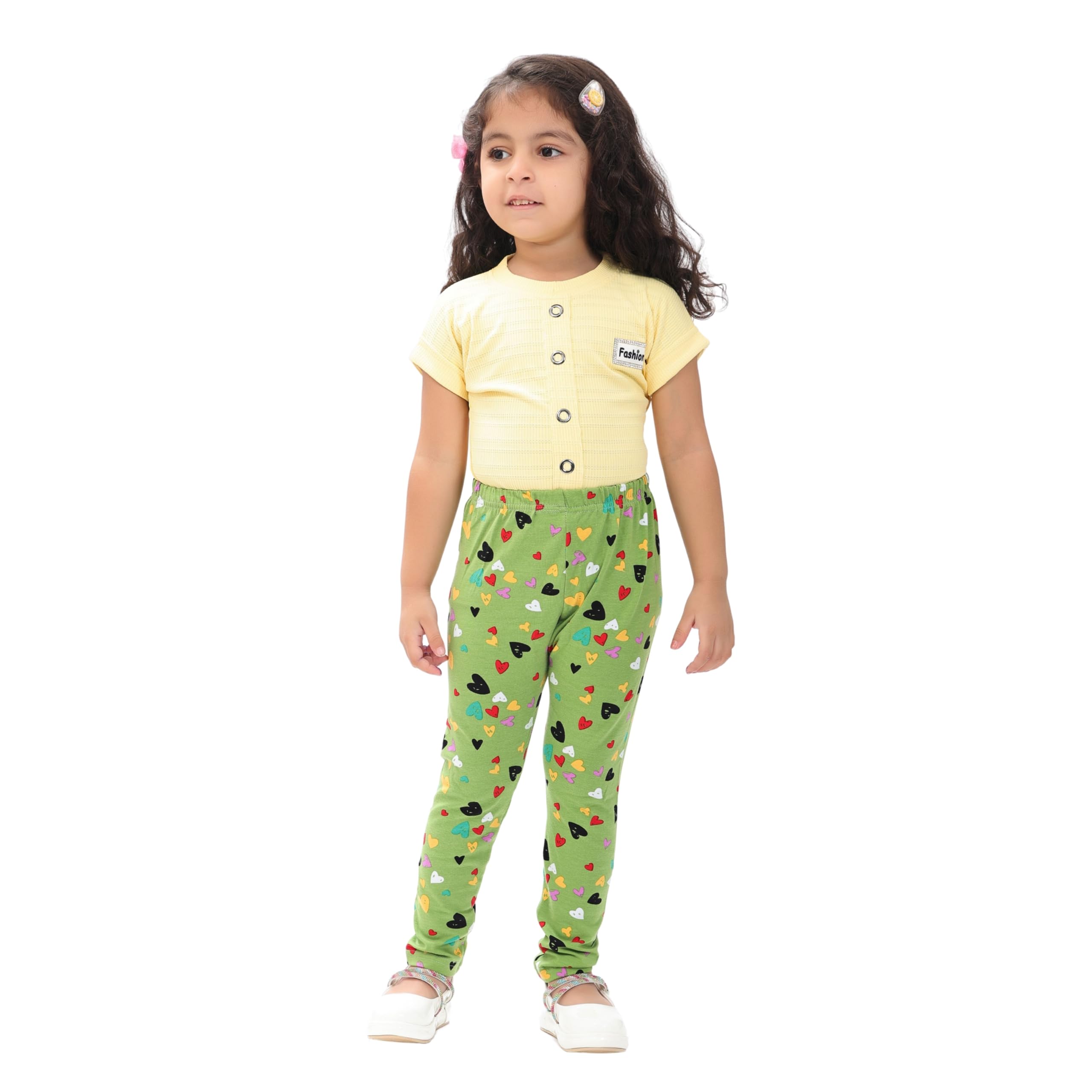 comfycute Pure Cotton Girls Leggings Kids Stretchable Ankle Length Soft Non-Transparent Printed Bottom Wear for Daily Use | Breathable Skin-Friendly Regular Fit All Day Comfort - Image 7 thumbnail