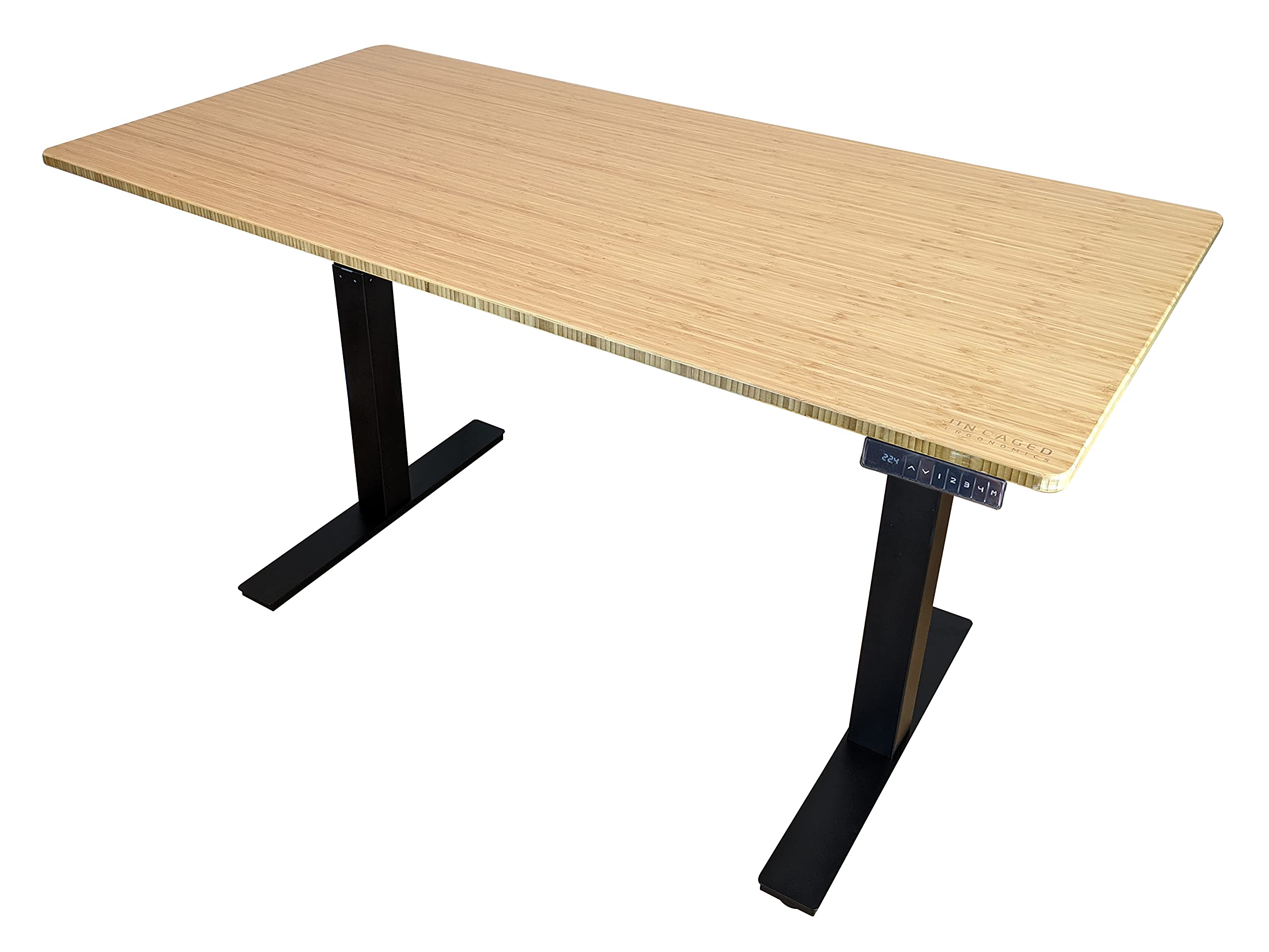 Uncaged Ergonomics Rubb Standing Desk, Black Frame + Natural Bamboo