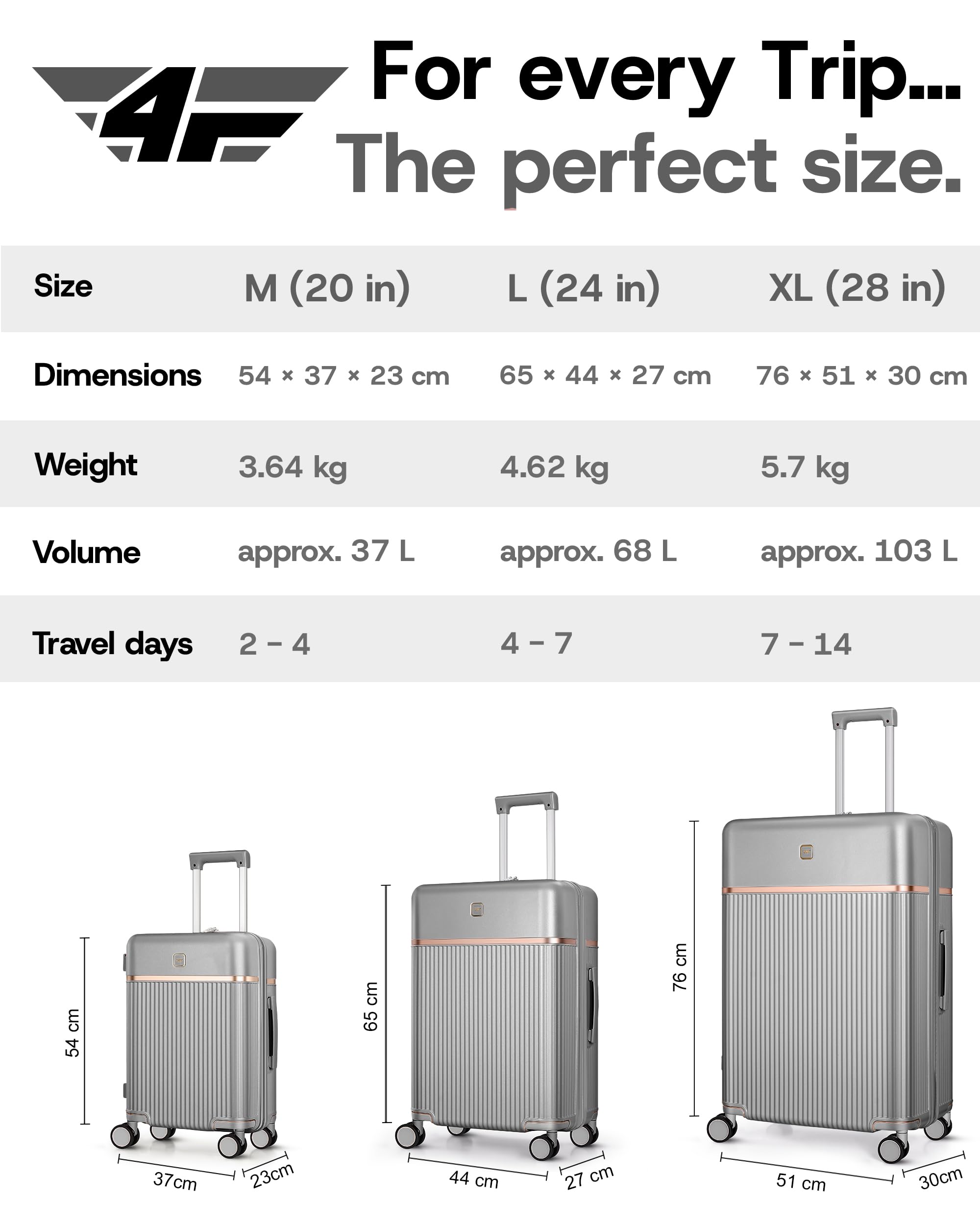 Valigia Rigida Premium Leggera XL, Grande 76 cm, 103L, Grande Trolley con Serratura TSA, 4 Ruote Doppie Spinner e Manico Telescopico in Alluminio, Bagaglio da Stiva