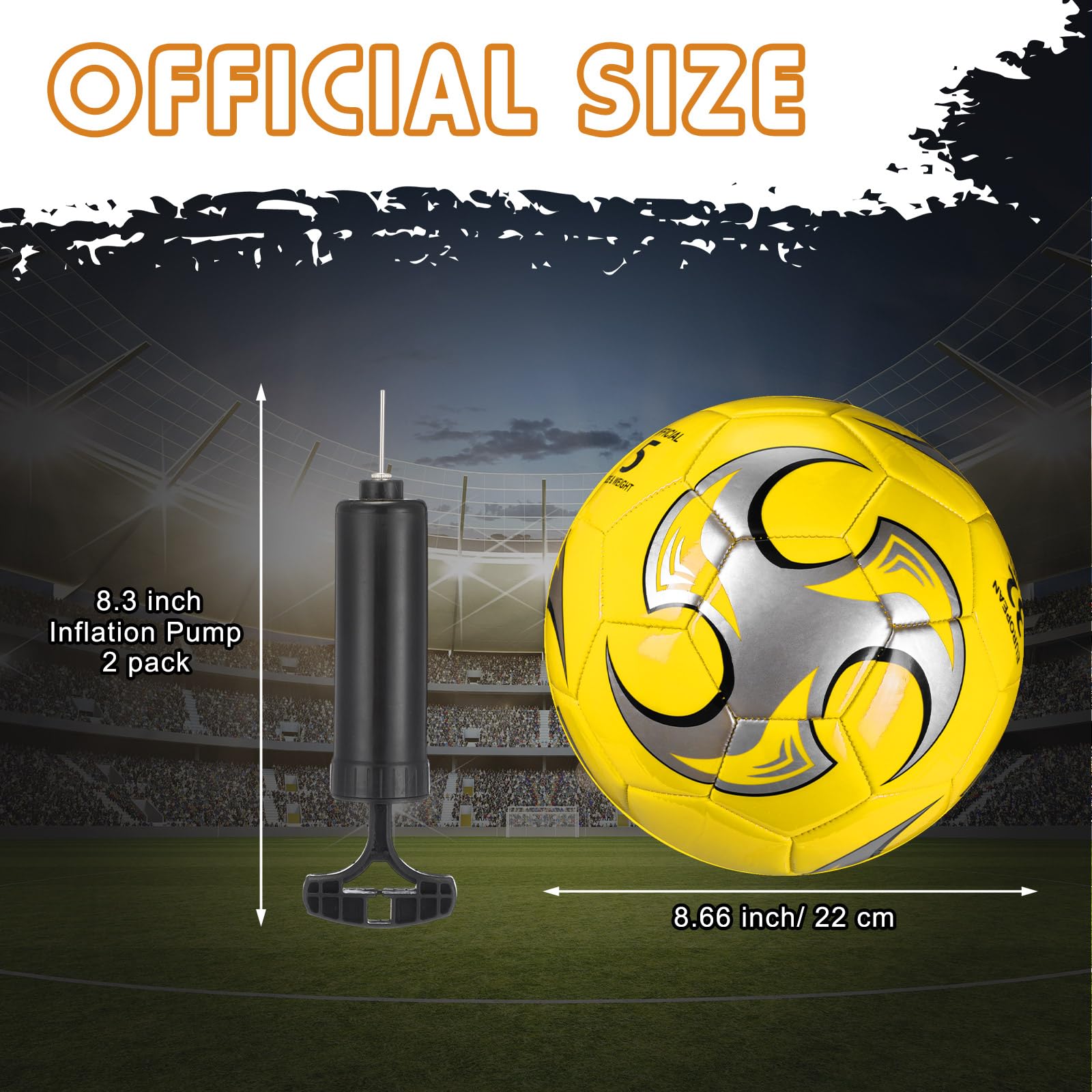 Seenelling 12 balones de fútbol a granel con operación de bomba, tamaño 5 para deportes al aire libre, pelotas cosidas a máquina, suministros de donación de caridad cristiana, regalos de caridad de