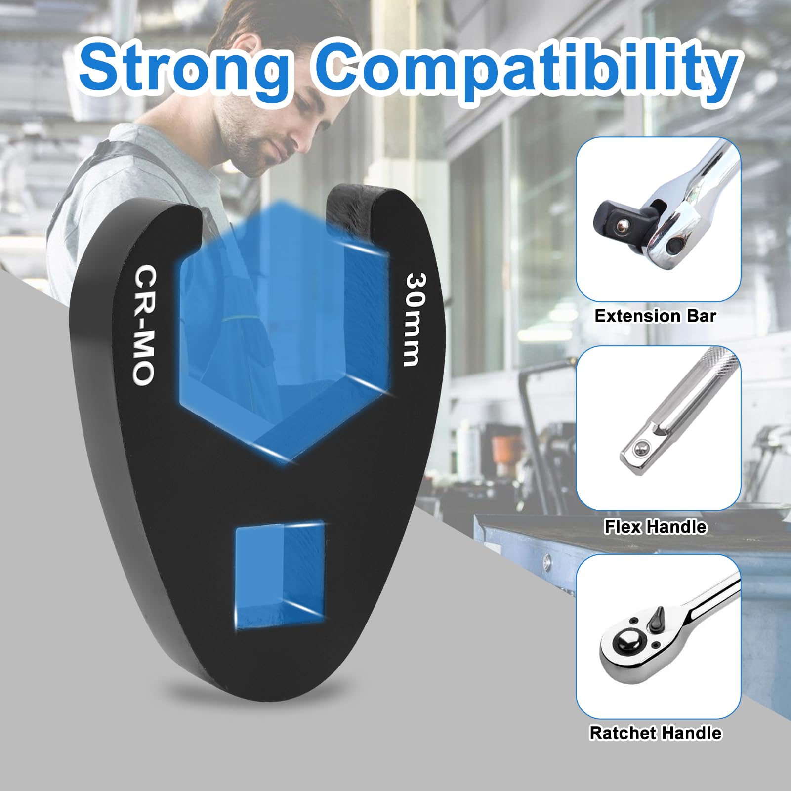 19 PCS Crowfoot Ensemble de Clés, Ensemble de Clé à Fourche à Emmancher 1/2" 3/8", Entraînement Extérieur Carré Clé, 8-32mm Drive Métrique Coffret de Douilles à Tuyauter, Clé à Écrou Évasé