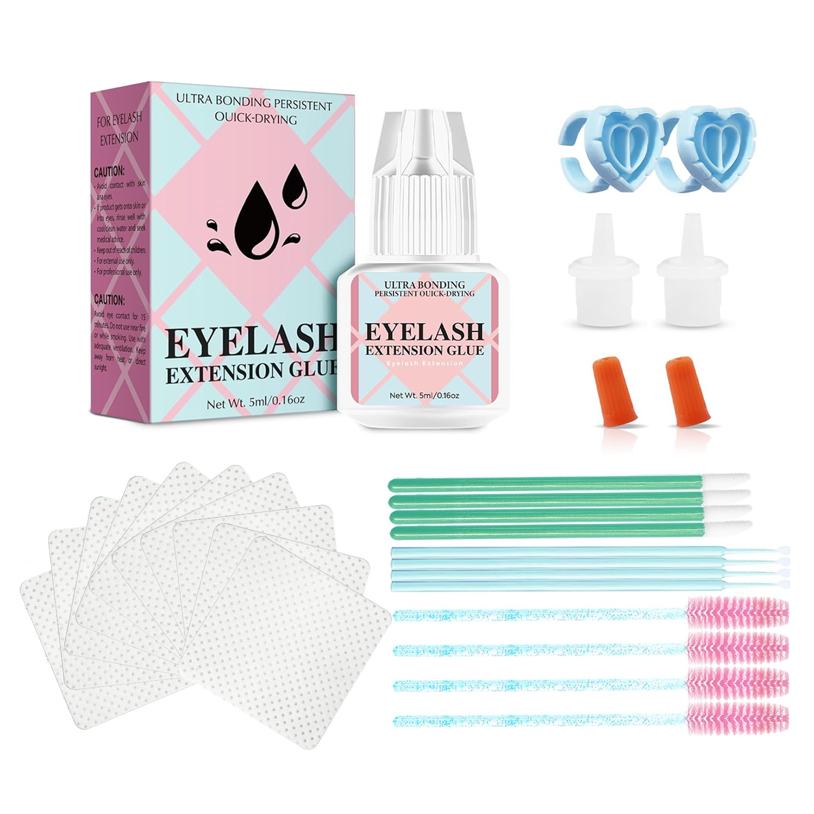 Sensitive Eyelash Glue Kit, Cluster Lash Glue| 2-3 Weeks Long Lasting | Strong Hold | Waterproof | Low Fume Eyelash Glue for Self Application and Professional Use (5ml, Black)