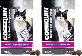 Nutramax Cosequin Joint Health Supplement for Cats - with Glucosamine, Chondroitin, and Omega-3, 60 Soft Chews (Pack of 2)