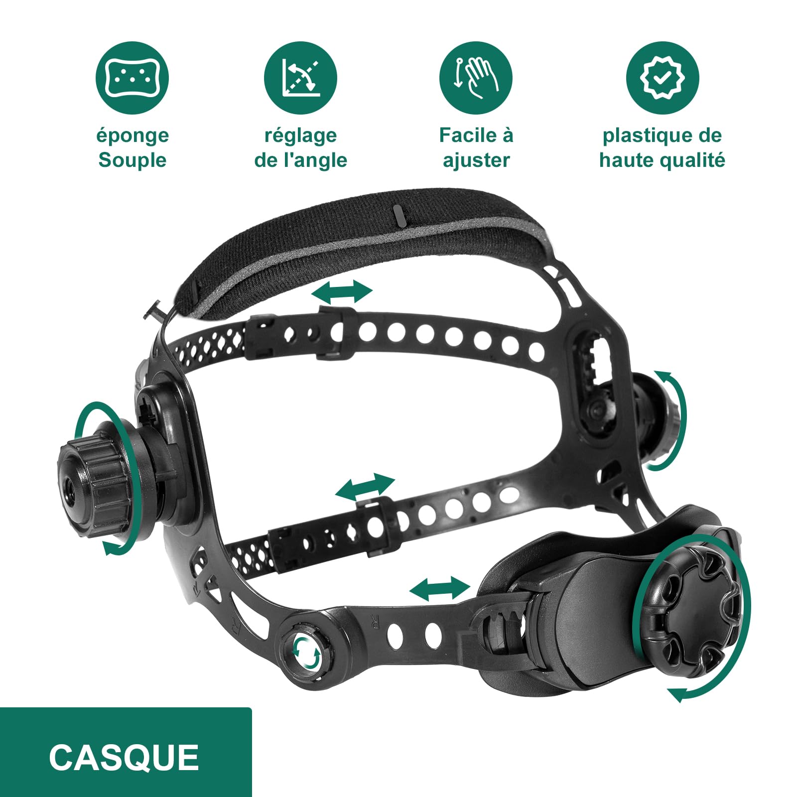 HYCHIKA Masque de Soudure Auto Darkening - Large Vue 10x9cm Casque de Soudure, Masque de Soudure Solaire et alimenté par Batterie, 4 capteurs Haut de Gamme Large Abat-Jour 4/5-9/9-13 Cap de Soudure