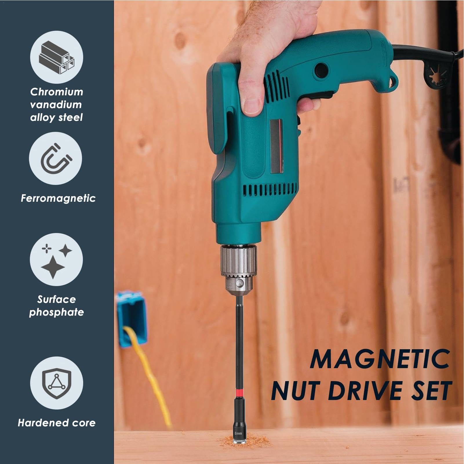 Giradadi per trapano, Set di punte per trapano avvitatore per dadi | Set di utensili per trapano in metallo con per trapano o avvitatore, lavorazione del legno, acciaio legato al cromo vanadio