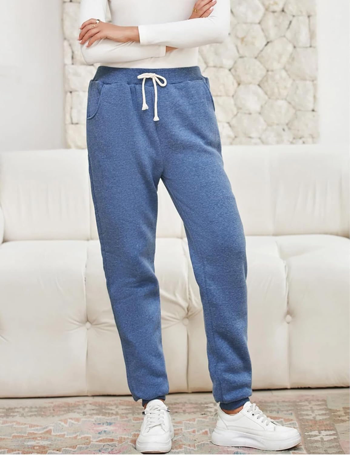Yeokou Womens Sherpa Lined Sweatpants Winter Warm Fleece Joggers Casual Lounge Pants - Image 3