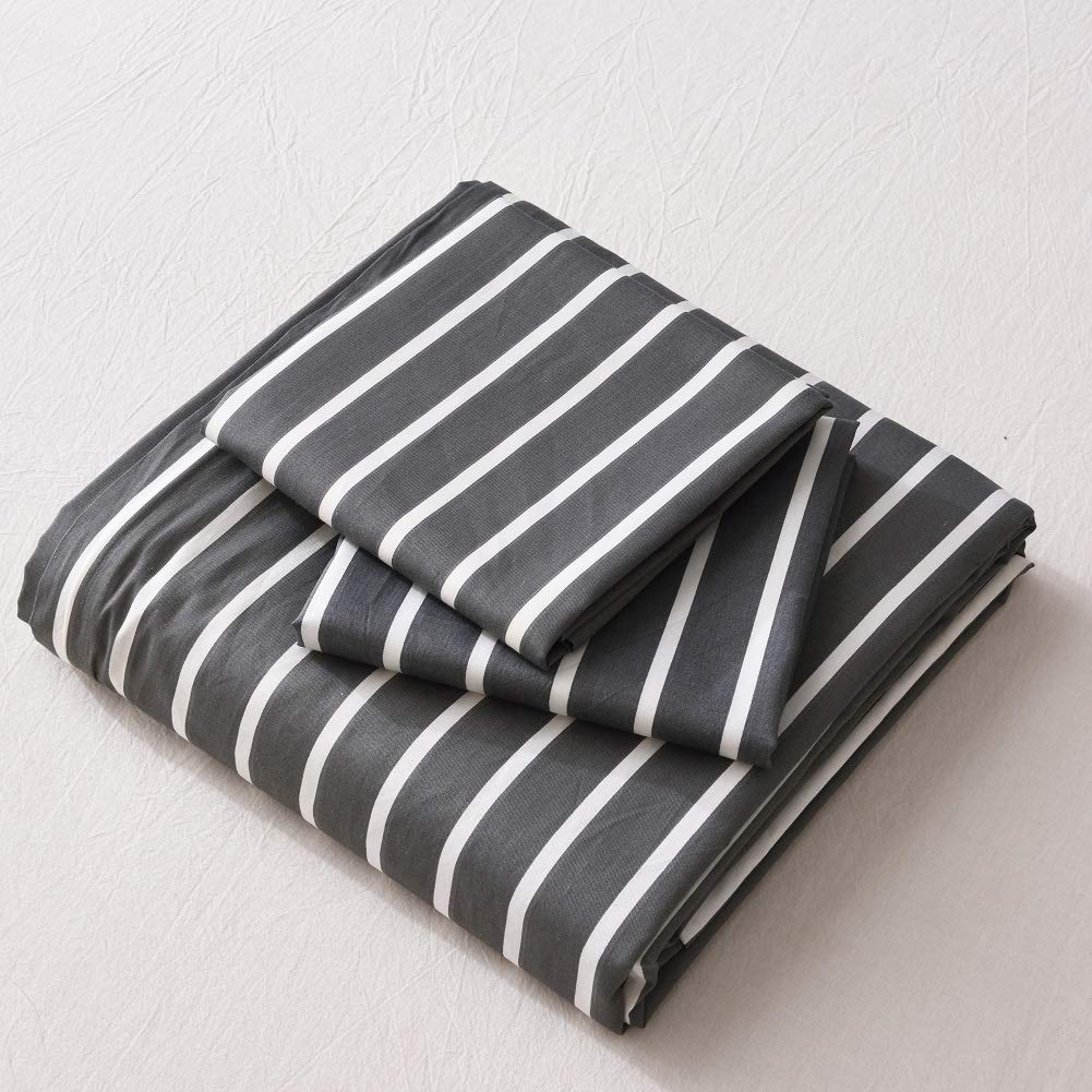 JELLYMONI 100% Natural Cotton 3pcs Striped Duvet Cover Set