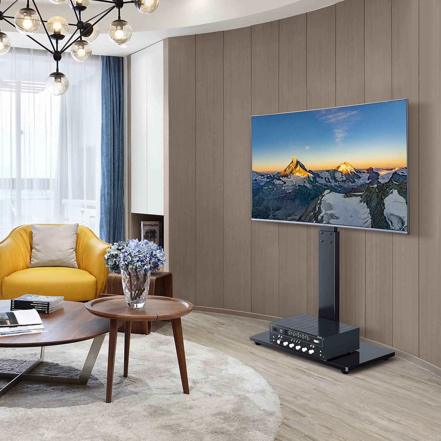 Rfiver Universal Swivel Floor TV Stand / Base with Space Saving Design