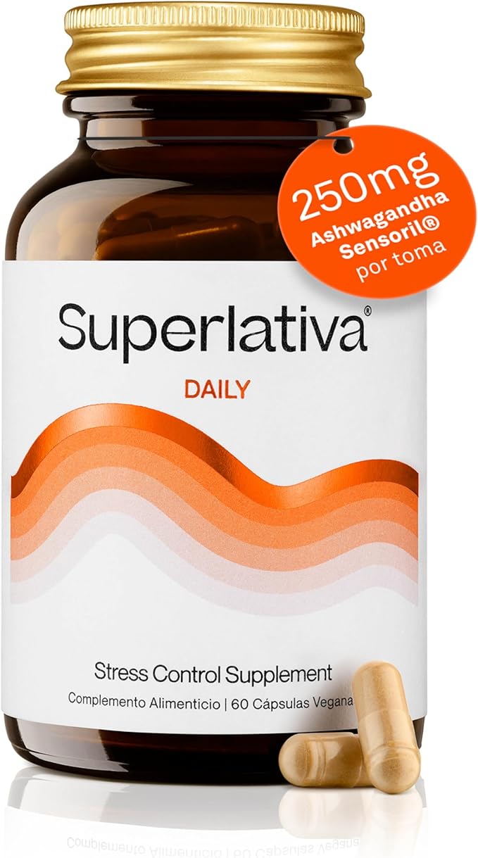 Superlativa Daily Electra Ashwagandha Sensoril® 250 mg – Fórmula Premium con Bacopa y Schisandra – Regula el Cortisol y Mejora el Sueño – 60 Cápsulas Veganas
